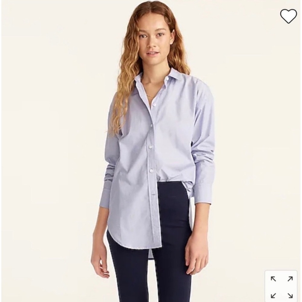 J.Crew Womens Relaxed Fit Striped Button Down Shirt Purple White AW724 Size 18